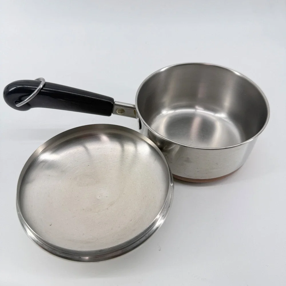 Revere Ware Saucepan Copper Bottom Stainless Steel Silver 3/4 Qt 1983 Vintage